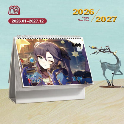 Mix Genshin Impact Tischkalender - 2025 Anime Merch Spielfigur Jahreskalender - Geschenk für Neujahr - Zllada