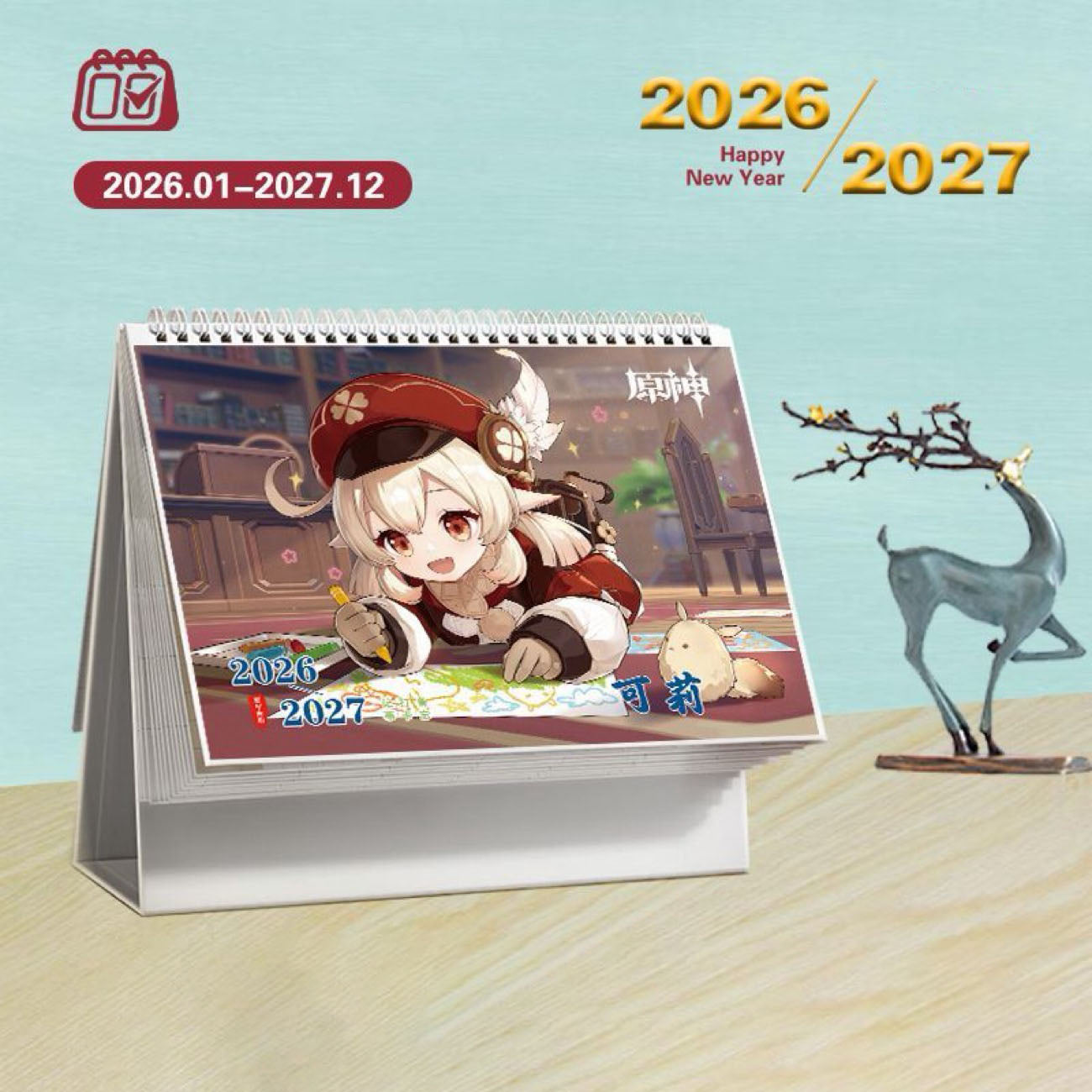 Mix Genshin Impact Tischkalender - 2025 Anime Merch Spielfigur Jahreskalender - Geschenk für Neujahr - Zllada