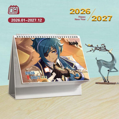 Mix Genshin Impact Tischkalender - 2025 Anime Merch Spielfigur Jahreskalender - Geschenk für Neujahr - Zllada