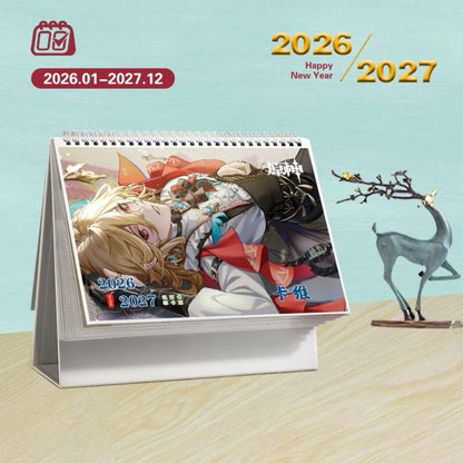 Mix Genshin Impact Tischkalender - 2025 Anime Merch Spielfigur Jahreskalender - Geschenk für Neujahr - Zllada