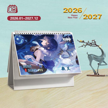 Mix Genshin Impact Tischkalender - 2025 Anime Merch Spielfigur Jahreskalender - Geschenk für Neujahr - Zllada