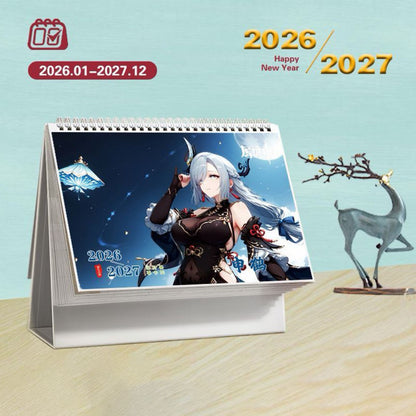 Mix Genshin Impact Tischkalender - 2025 Anime Merch Spielfigur Jahreskalender - Geschenk für Neujahr - Zllada