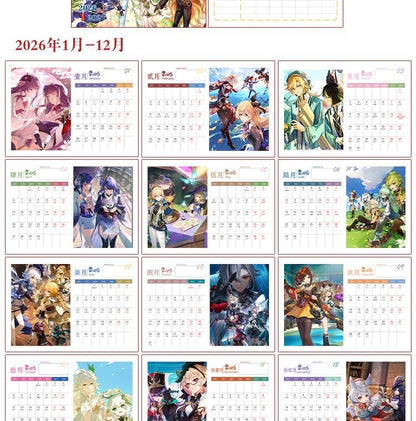Mix Genshin Impact Tischkalender - 2025 Anime Merch Spielfigur Jahreskalender - Geschenk für Neujahr - Zllada