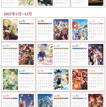 Mix Genshin Impact Tischkalender - 2025 Anime Merch Spielfigur Jahreskalender - Geschenk für Neujahr - Zllada