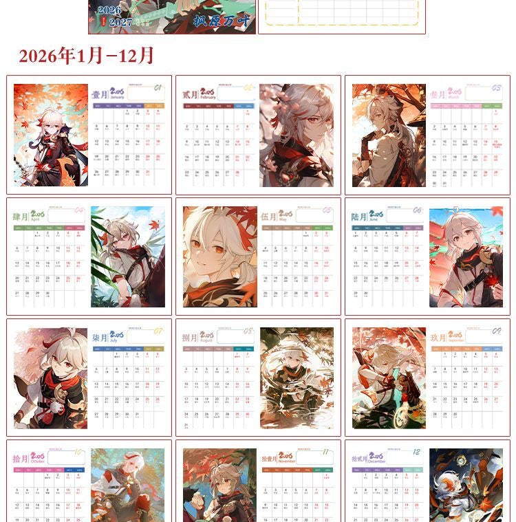 Mix Genshin Impact Tischkalender - 2025 Anime Merch Spielfigur Jahreskalender - Geschenk für Neujahr - Zllada