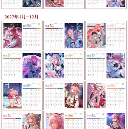 Mix Genshin Impact Tischkalender - 2025 Anime Merch Spielfigur Jahreskalender - Geschenk für Neujahr - Zllada