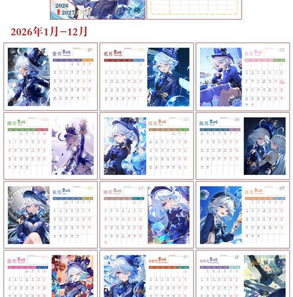Mix Genshin Impact Tischkalender - 2025 Anime Merch Spielfigur Jahreskalender - Geschenk für Neujahr - Zllada