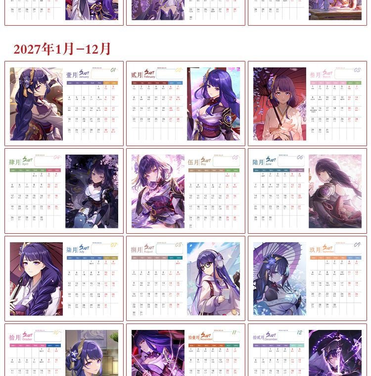 Mix Genshin Impact Tischkalender - 2025 Anime Merch Spielfigur Jahreskalender - Geschenk für Neujahr - Zllada