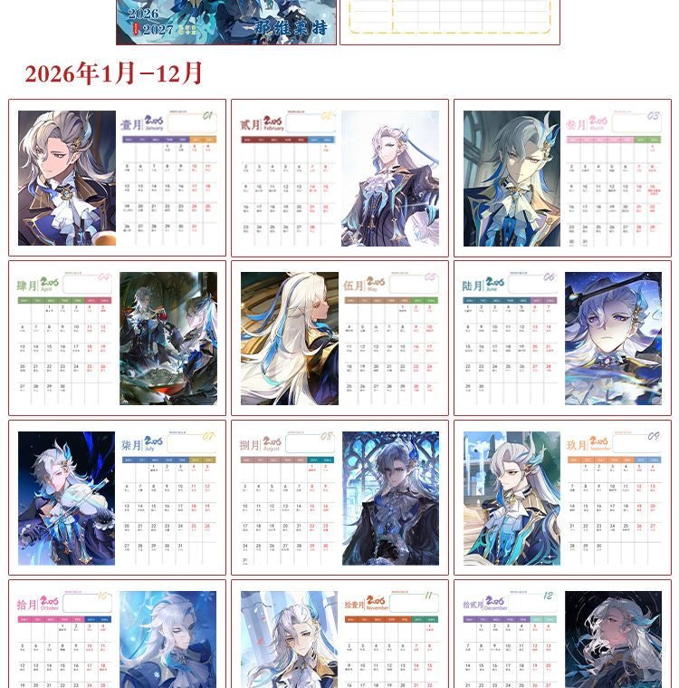 Mix Genshin Impact Tischkalender - 2025 Anime Merch Spielfigur Jahreskalender - Geschenk für Neujahr - Zllada