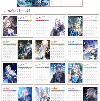 Mix Genshin Impact Tischkalender - 2025 Anime Merch Spielfigur Jahreskalender - Geschenk für Neujahr - Zllada