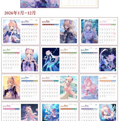 Mix Genshin Impact Tischkalender - 2025 Anime Merch Spielfigur Jahreskalender - Geschenk für Neujahr - Zllada