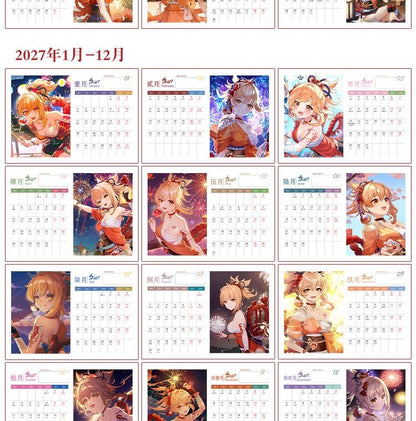 Mix Genshin Impact Tischkalender - 2025 Anime Merch Spielfigur Jahreskalender - Geschenk für Neujahr - Zllada