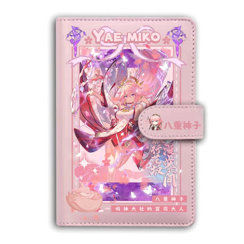 Genshin A6 Journal Merch - Anime Merch Game Figure Planner - Stainless Steel Binder PU Leather 160 Pages with Magnetic Closure - Gift for Birthday Anniversary