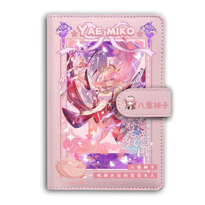 Genshin A6 Journal Merch - Anime Merch Game Figure Planner - Stainless Steel Binder PU Leather 160 Pages with Magnetic Closure - Gift for Birthday Anniversary