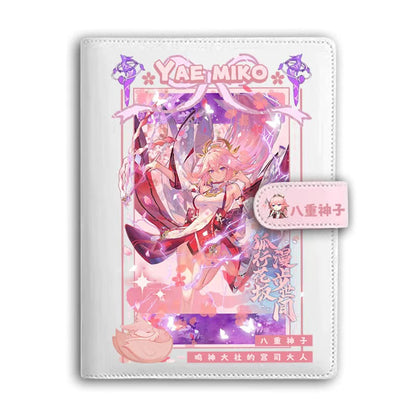 Genshin A6 Journal Merch - Anime Merch Game Figure Planner - Stainless Steel Binder PU Leather 160 Pages with Magnetic Closure - Gift for Birthday Anniversary