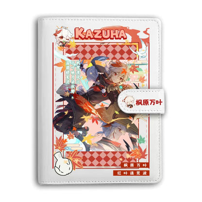 Genshin A6 Journal Merch - Anime Merch Game Figure Planner - Stainless Steel Binder PU Leather 160 Pages with Magnetic Closure - Gift for Birthday Anniversary