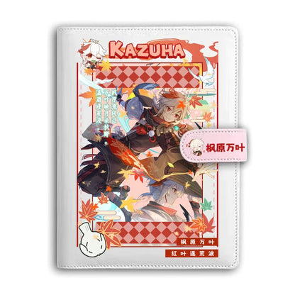Genshin A6 Journal Merch - Anime Merch Game Figure Planner - Stainless Steel Binder PU Leather 160 Pages with Magnetic Closure - Gift for Birthday Anniversary