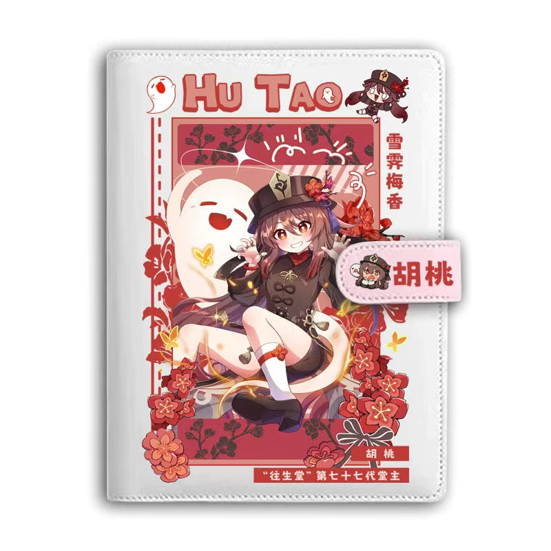 Genshin A6 Journal Merch - Anime Merch Game Figure Planner - Stainless Steel Binder PU Leather 160 Pages with Magnetic Closure - Gift for Birthday Anniversary