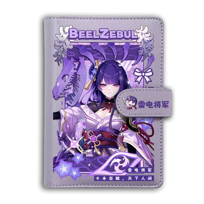 Genshin A6 Journal Merch - Anime Merch Game Figure Planner - Stainless Steel Binder PU Leather 160 Pages with Magnetic Closure - Gift for Birthday Anniversary