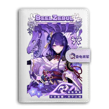 Genshin A6 Journal Merch - Anime Merch Game Figure Planner - Stainless Steel Binder PU Leather 160 Pages with Magnetic Closure - Gift for Birthday Anniversary
