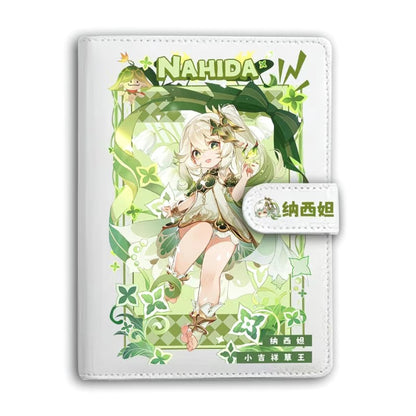Genshin A6 Journal Merch - Anime Merch Game Figure Planner - Stainless Steel Binder PU Leather 160 Pages with Magnetic Closure - Gift for Birthday Anniversary
