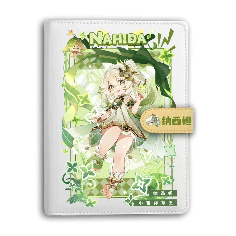 Genshin A6 Journal Merch - Anime Merch Game Figure Planner - Stainless Steel Binder PU Leather 160 Pages with Magnetic Closure - Gift for Birthday Anniversary