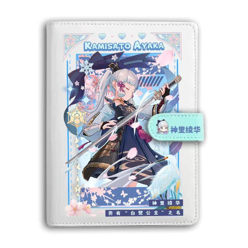 Genshin A6 Journal Merch - Anime Merch Game Figure Planner - Stainless Steel Binder PU Leather 160 Pages with Magnetic Closure - Gift for Birthday Anniversary