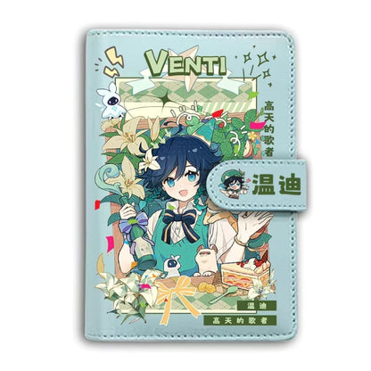 Genshin A6 Journal Merch - Anime Merch Game Figure Planner - Stainless Steel Binder PU Leather 160 Pages with Magnetic Closure - Gift for Birthday Anniversary