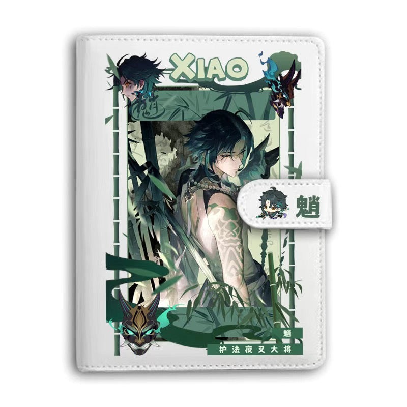 Genshin A6 Journal Merch - Anime Merch Game Figure Planner - Stainless Steel Binder PU Leather 160 Pages with Magnetic Closure - Gift for Birthday Anniversary