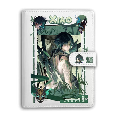 Genshin A6 Journal Merch - Anime Merch Game Figure Planner - Stainless Steel Binder PU Leather 160 Pages with Magnetic Closure - Gift for Birthday Anniversary