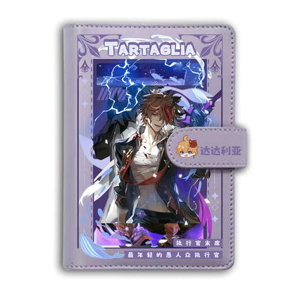 Genshin A6 Journal Merch - Anime Merch Game Figure Planner - Stainless Steel Binder PU Leather 160 Pages with Magnetic Closure - Gift for Birthday Anniversary