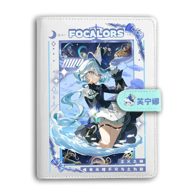 Genshin A6 Journal Merch - Anime Merch Game Figure Planner - Stainless Steel Binder PU Leather 160 Pages with Magnetic Closure - Gift for Birthday Anniversary