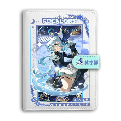 Genshin A6 Journal Merch - Anime Merch Game Figure Planner - Stainless Steel Binder PU Leather 160 Pages with Magnetic Closure - Gift for Birthday Anniversary