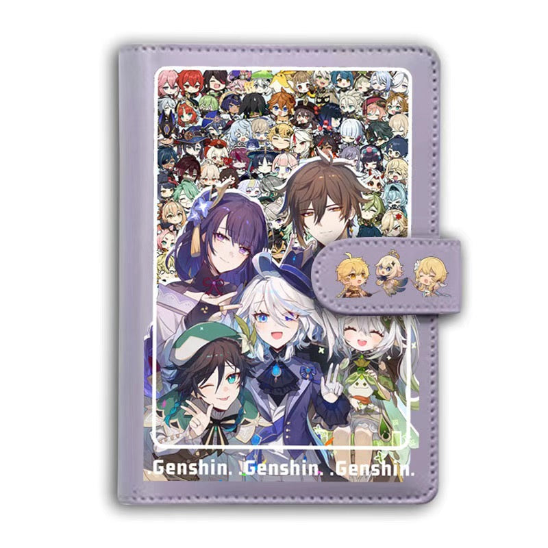 Genshin A6 Journal Merch - Anime Merch Game Figure Planner - Stainless Steel Binder PU Leather 160 Pages with Magnetic Closure - Gift for Birthday Anniversary