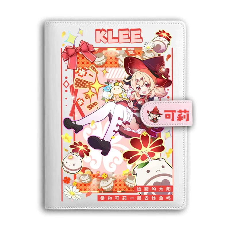 Genshin A6 Journal Merch - Anime Merch Game Figure Planner - Stainless Steel Binder PU Leather 160 Pages with Magnetic Closure - Gift for Birthday Anniversary