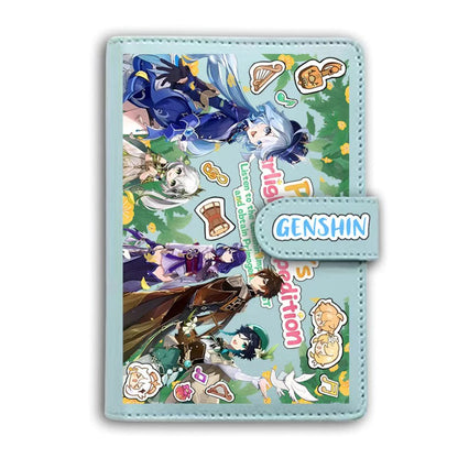 Genshin A6 Journal Merch - Anime Merch Game Figure Planner - Stainless Steel Binder PU Leather 160 Pages with Magnetic Closure - Gift for Birthday Anniversary