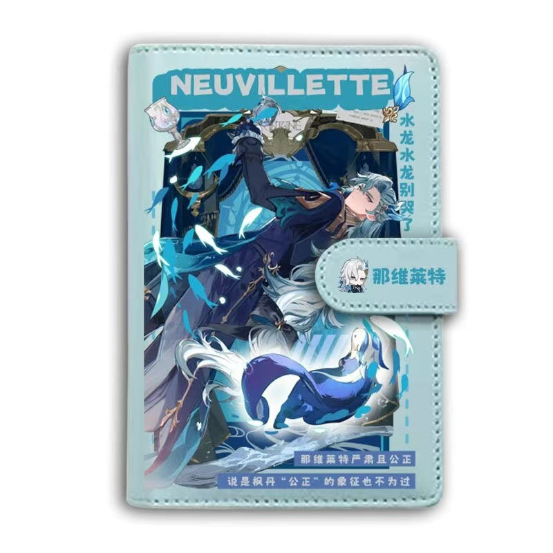 Genshin A6 Journal Merch - Anime Merch Game Figure Planner - Stainless Steel Binder PU Leather 160 Pages with Magnetic Closure - Gift for Birthday Anniversary