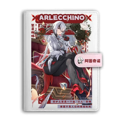 Genshin A6 Journal Merch - Anime Merch Game Figure Planner - Stainless Steel Binder PU Leather 160 Pages with Magnetic Closure - Gift for Birthday Anniversary