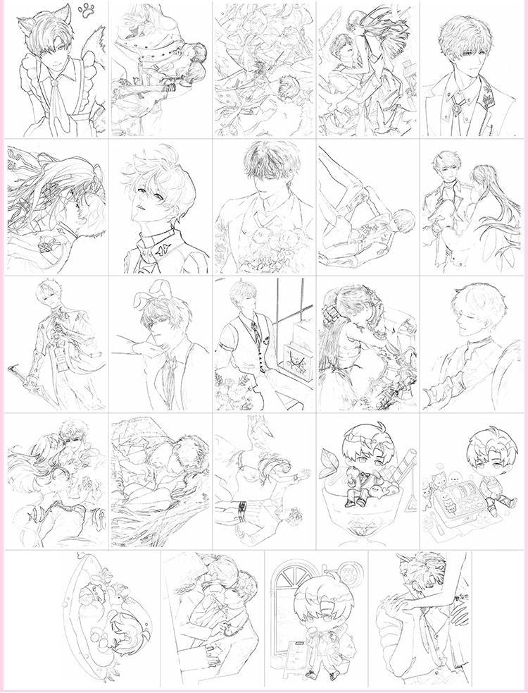 Love Deepspace A4 Coloring Books - Sylus Xavier Rafayel Zayne Caleb Hand-painted Coloring & Sketchbook