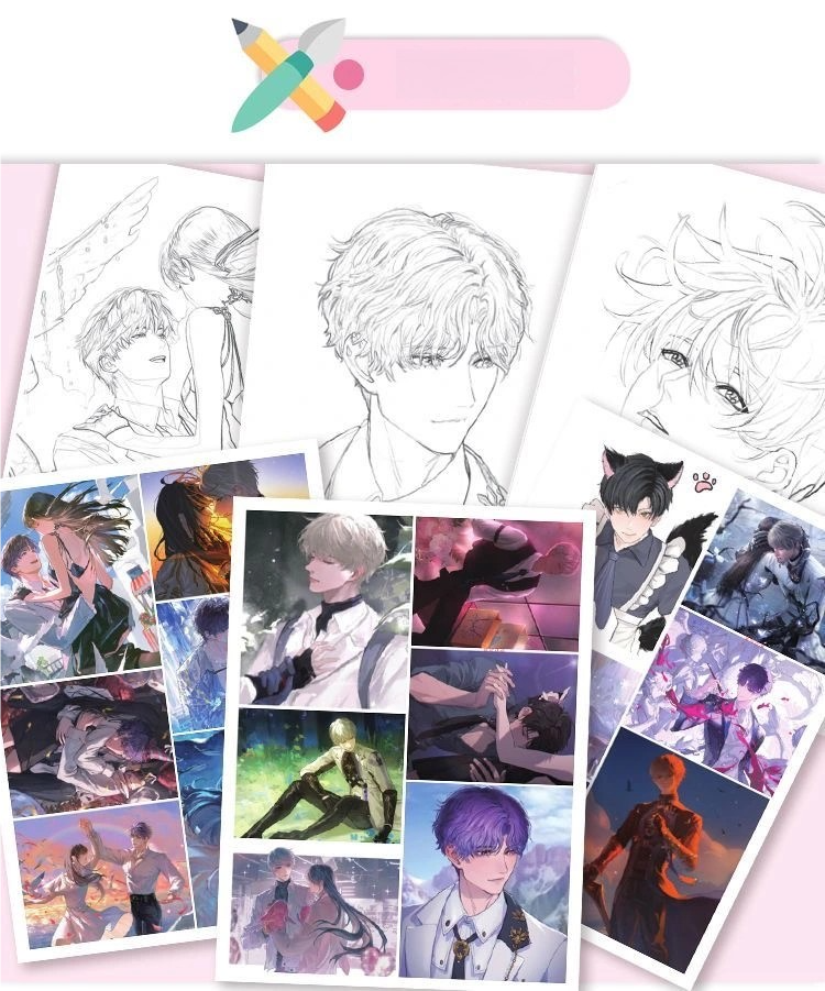 Love Deepspace A4 Coloring Books - Sylus Xavier Rafayel Zayne Caleb Hand-painted Coloring & Sketchbook