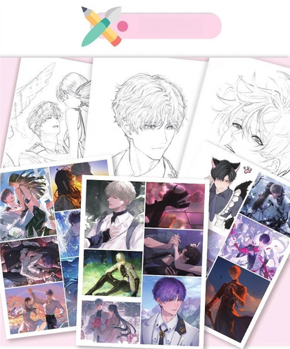 Love Deepspace A4 Coloring Books - Sylus Xavier Rafayel Zayne Caleb Hand-painted Coloring & Sketchbook