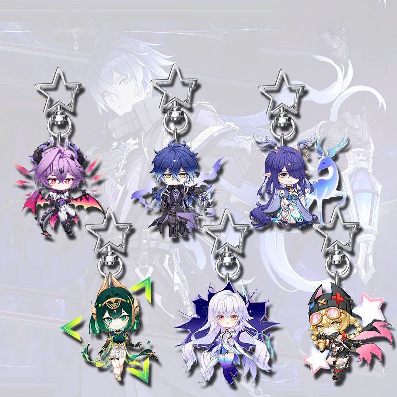 Genshin Star-shaped button keychain Merch - 5cm Double-Sided Acrylic Keychain - High-Definition Printing