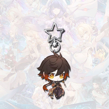 Genshin Star-shaped button keychain Merch - 5cm Double-Sided Acrylic Keychain - High-Definition Printing