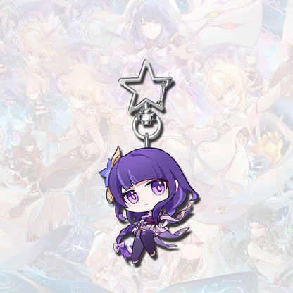 Genshin Star-shaped button keychain Merch - 5cm Double-Sided Acrylic Keychain - High-Definition Printing