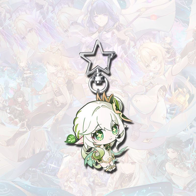 Genshin Star-shaped button keychain Merch - 5cm Double-Sided Acrylic Keychain - High-Definition Printing