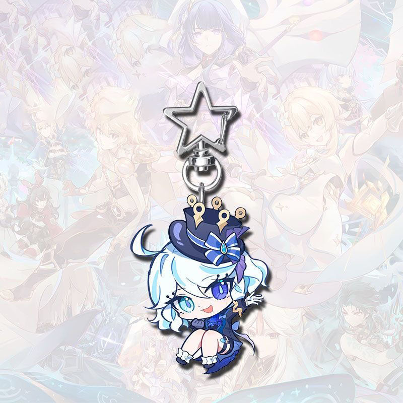 Genshin Star-shaped button keychain Merch - 5cm Double-Sided Acrylic Keychain - High-Definition Printing