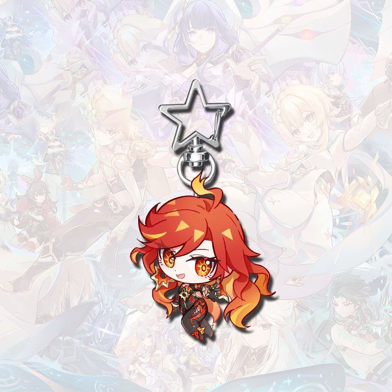 Genshin Star-shaped button keychain Merch - 5cm Double-Sided Acrylic Keychain - High-Definition Printing