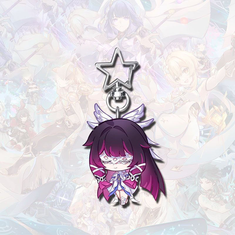 Genshin Star-shaped button keychain Merch - 5cm Double-Sided Acrylic Keychain - High-Definition Printing