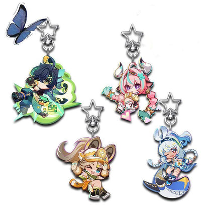Genshin Star-shaped button keychain Merch - 5cm Double-Sided Acrylic Keychain - High-Definition Printing