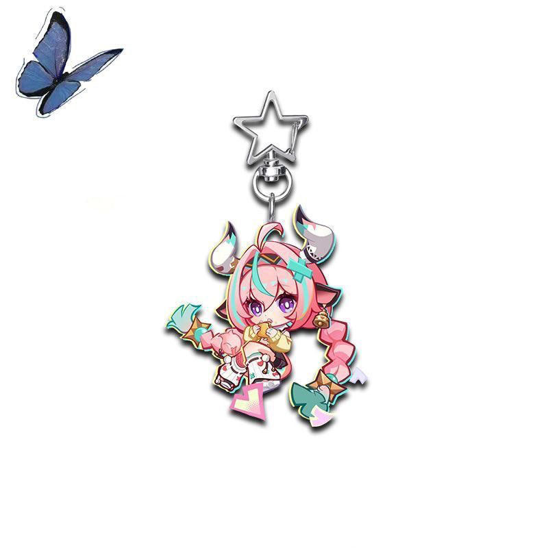 Genshin Star-shaped button keychain Merch - 5cm Double-Sided Acrylic Keychain - High-Definition Printing